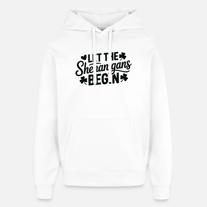 Shenanigans Begin Shamrock Script - Oversized Unisex Hoodie by Stanley/Stella - white