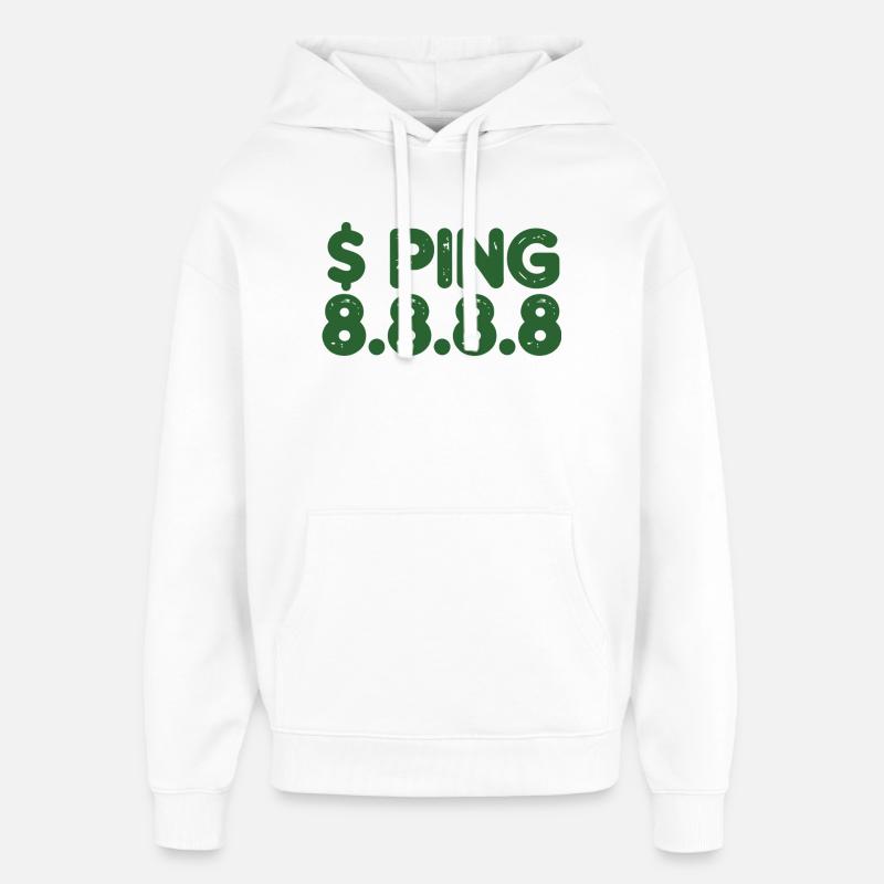 Glyphes rétro de ping en vert - Sweat à capuche unisexe Stanley/Stella Oversized - blanc