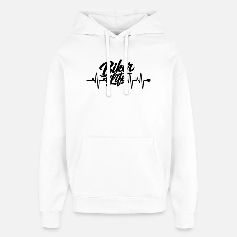 La vie des motards - Sweat à capuche unisexe Stanley/Stella Oversized - blanc