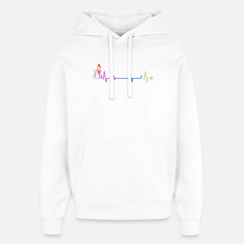 Silhouette Pulse Arc-en-ciel - Sweat à capuche unisexe Stanley/Stella Oversized - blanc