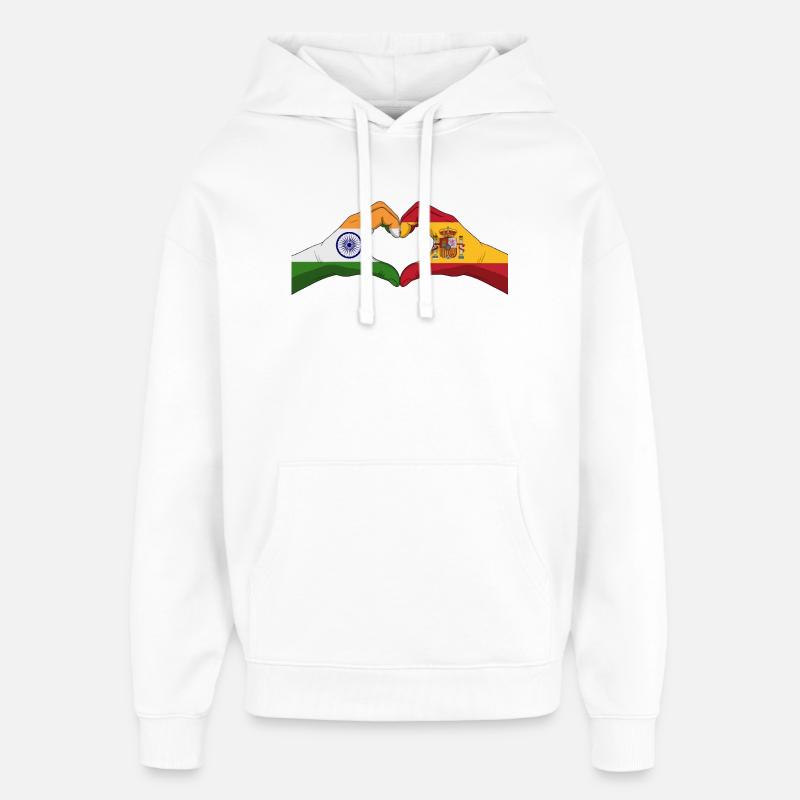 Cœurs Unis Inde Espagne - Sweat à capuche unisexe Stanley/Stella Oversized - blanc