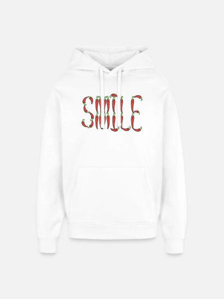 Chili smile typography - Oversized Unisex Hoodie by Stanley/Stella - white