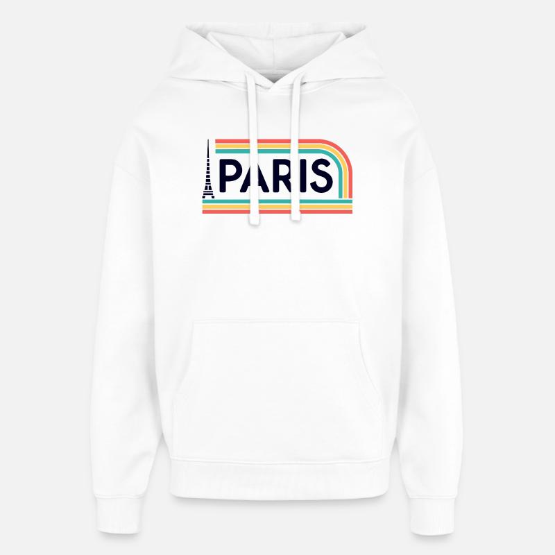 Paris Arc-en-ciel Rétro - Sweat à capuche unisexe Stanley/Stella Oversized - blanc