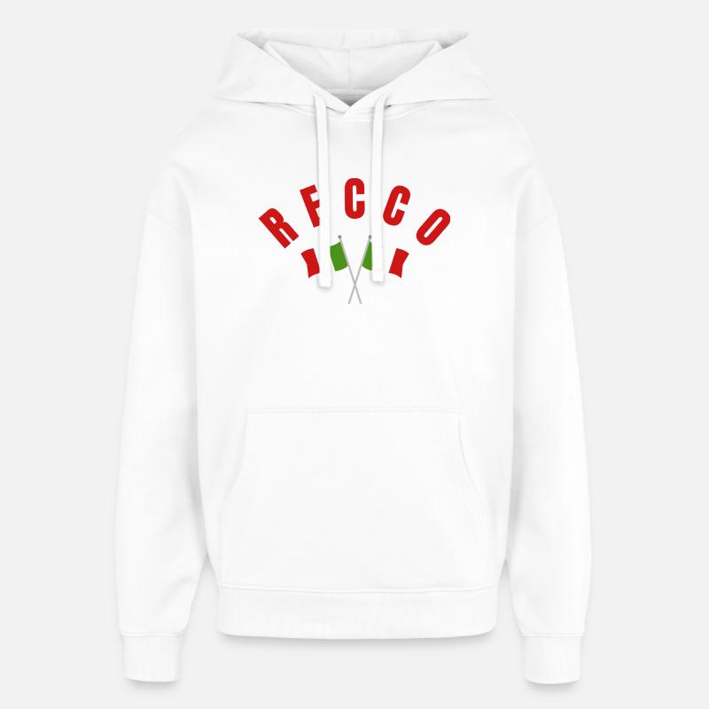 Recco Drapeaux italiens croisés - Sweat à capuche unisexe Stanley/Stella Oversized - blanc