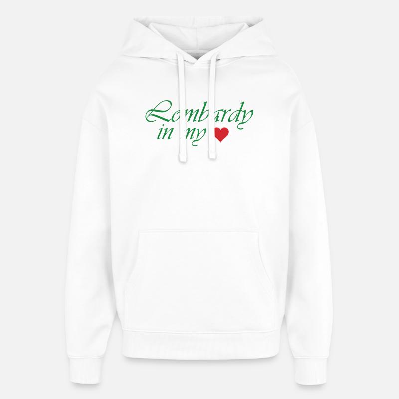 Conception de l’écriture Lombardy Heart - Sweat à capuche unisexe Stanley/Stella Oversized - blanc