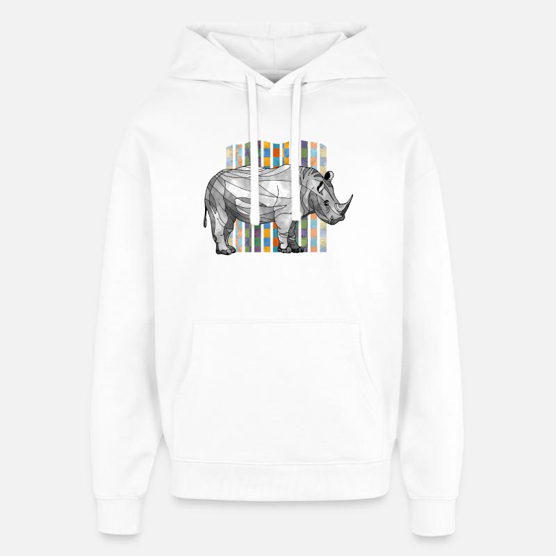 rhinoceros - Oversized Unisex Hoodie by Stanley/Stella - white