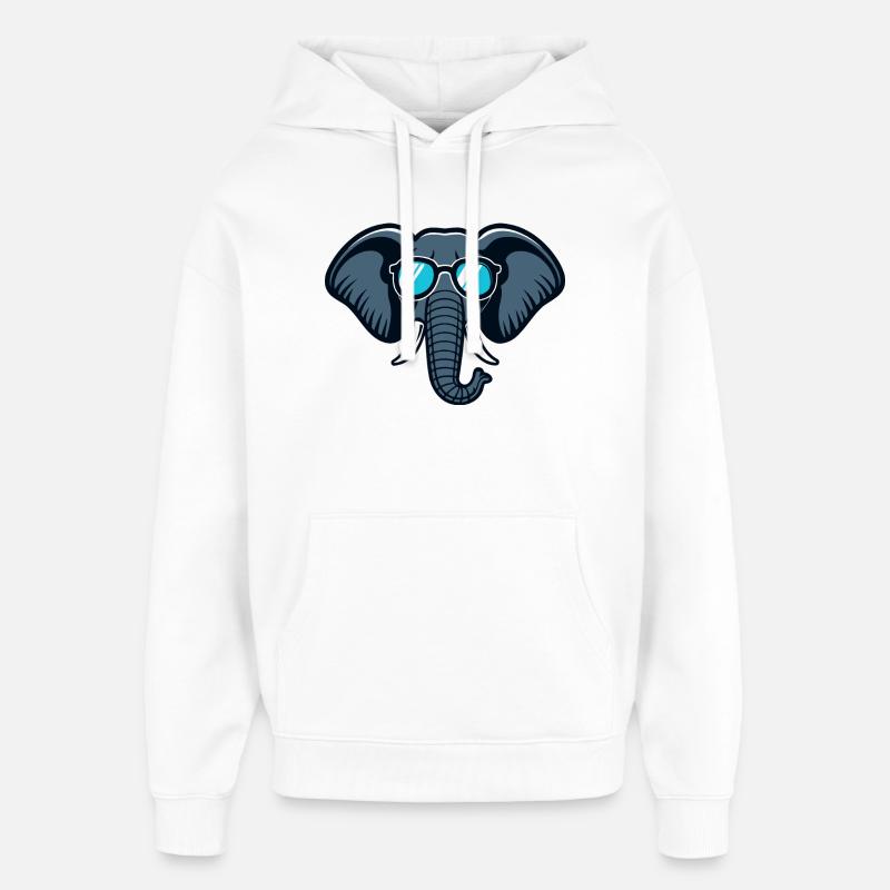 Éléphant lunettes rétro - Sweat à capuche unisexe Stanley/Stella Oversized - blanc