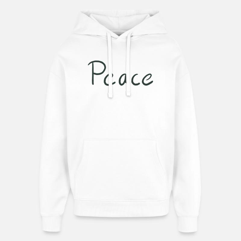 Lettres Peace Hand Vert - Sweat à capuche unisexe Stanley/Stella Oversized - blanc