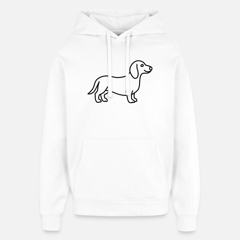 Courbe de niveau teckel - Sweat à capuche unisexe Stanley/Stella Oversized - blanc
