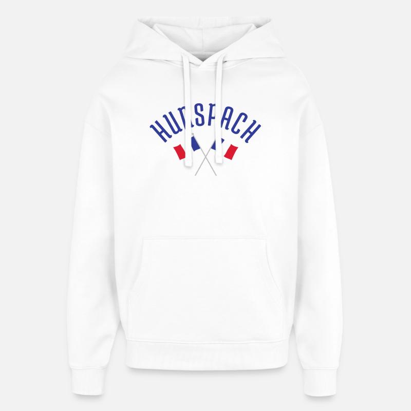 HUNSPACH arqué avec drapeaux français croisés - Sweat à capuche unisexe Stanley/Stella Oversized - blanc
