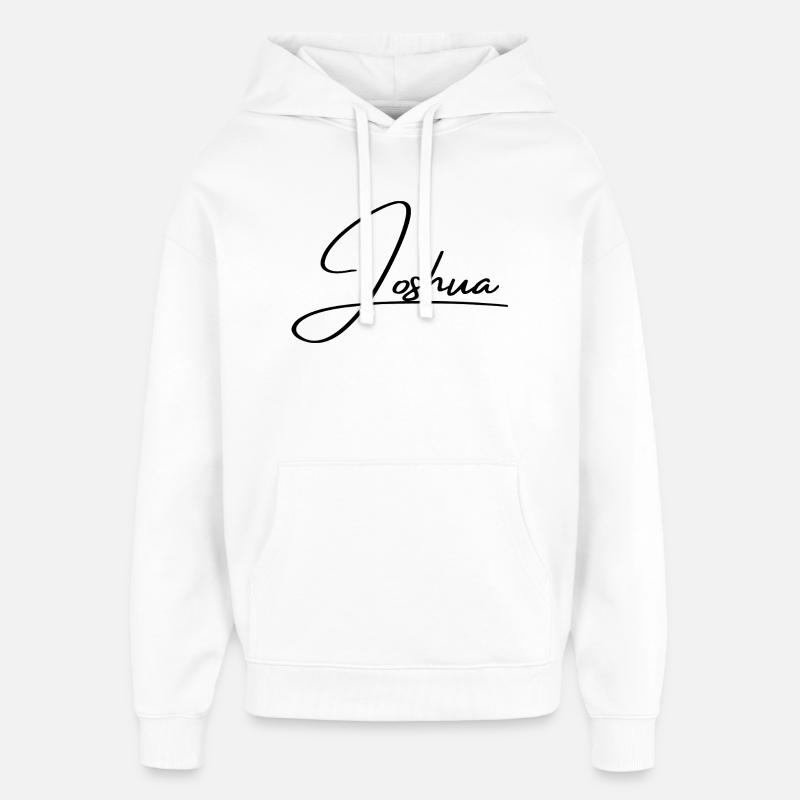 Joshua Name - Elegant Cursive Script - Oversized Unisex Hoodie by Stanley/Stella - white