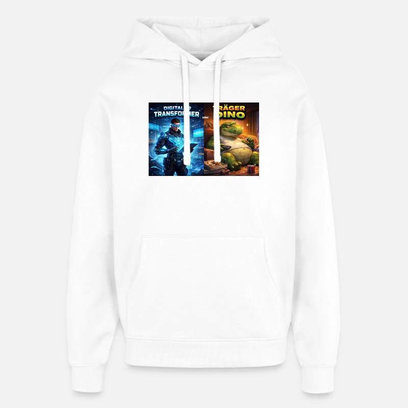 Digitaler Tech-Kämpfer oder träger Dino - Oversized Unisex Hoodie von Stanley/Stella - Weiß