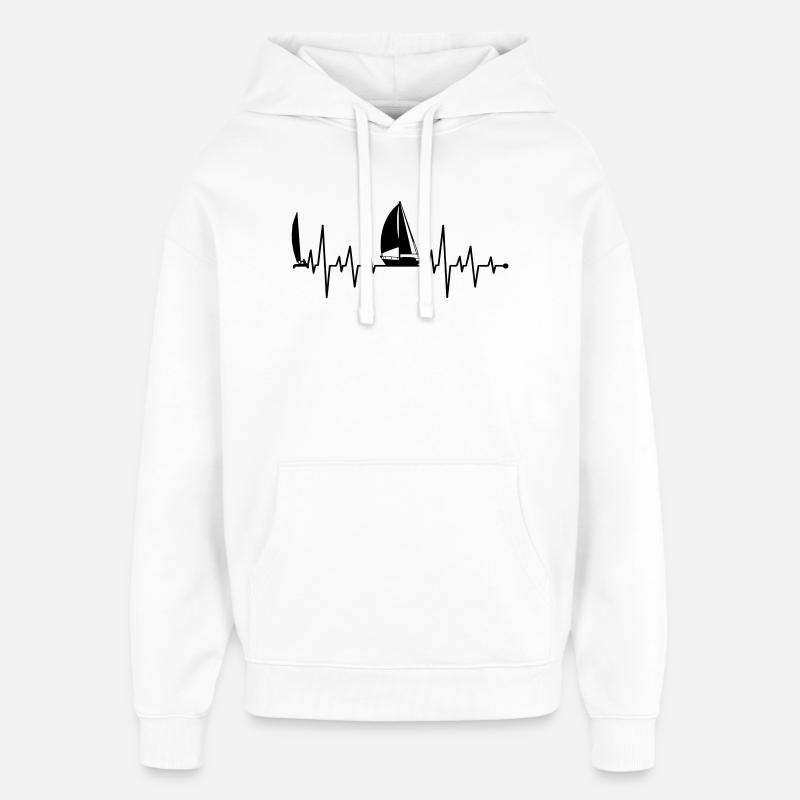 Battement de cœur de voilier - Sweat à capuche unisexe Stanley/Stella Oversized - blanc