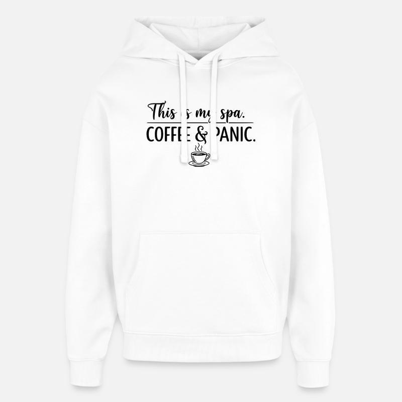 Café & Spa Panique - Sweat à capuche unisexe Stanley/Stella Oversized - blanc