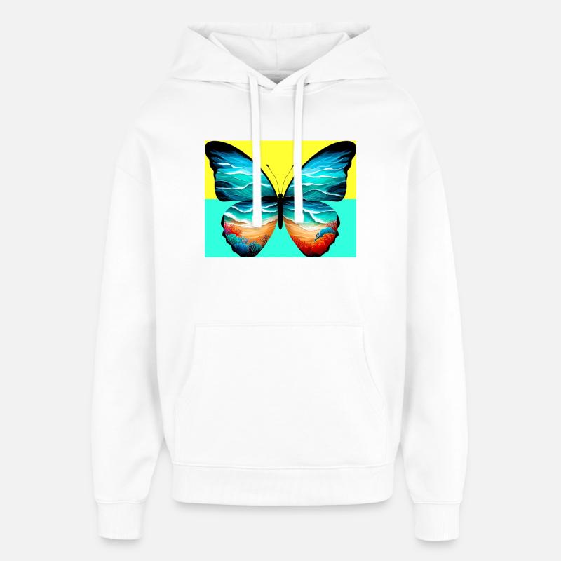 papillon - Sweat à capuche unisexe Stanley/Stella Oversized - blanc