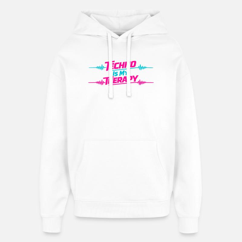 Technothérapie Ondes Néon - Sweat à capuche unisexe Stanley/Stella Oversized - blanc