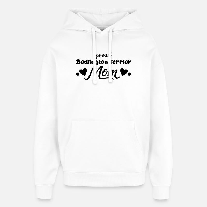 Stolt Bedlington-mamma, Bedlington Terrier - Stanley/Stella Oversized Huvtröja Unisex - vit