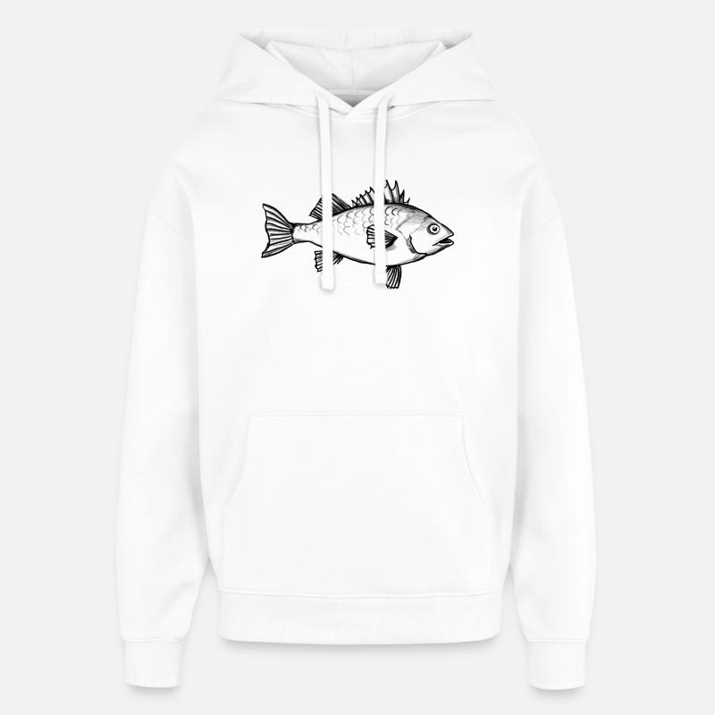 Poisson pêcheur poisson rouge - Illustration - Sweat à capuche unisexe Stanley/Stella Oversized - blanc