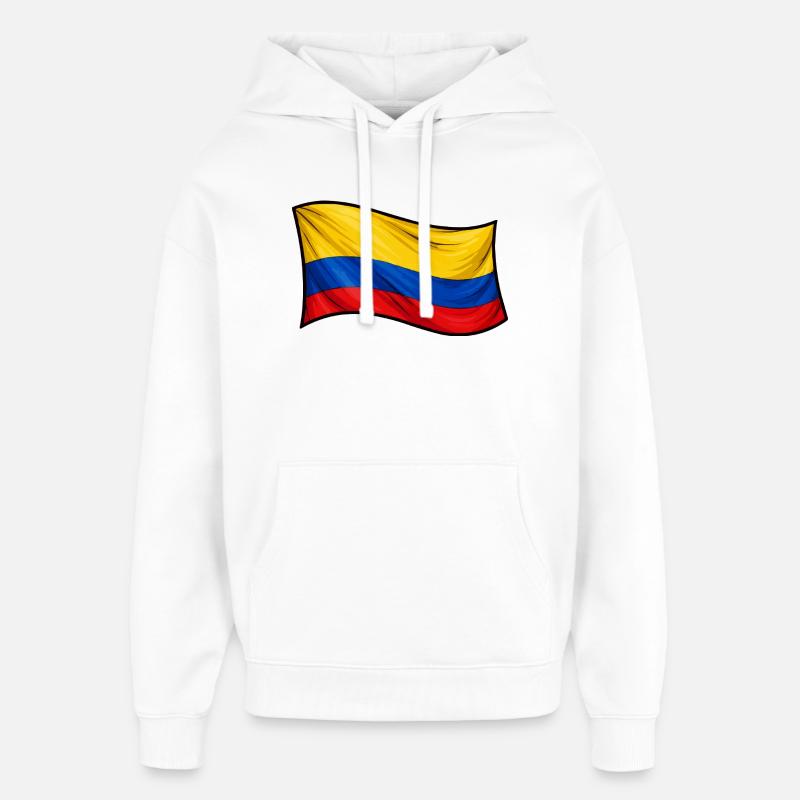 Drapeau colombien au vent - Sweat à capuche unisexe Stanley/Stella Oversized - blanc