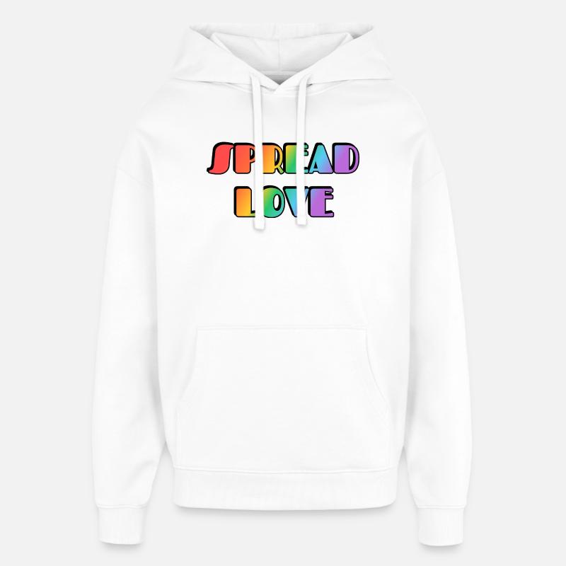 Typographie arc-en-ciel Spread Love - Sweat à capuche unisexe Stanley/Stella Oversized - blanc