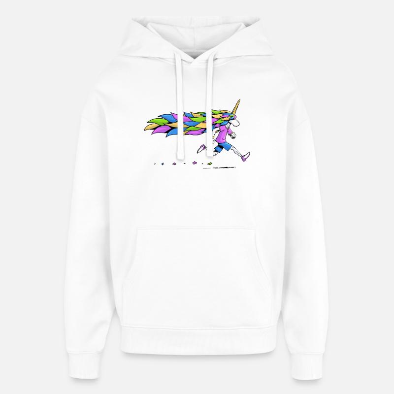 Licorne coureuse - Sweat à capuche unisexe Stanley/Stella Oversized - blanc