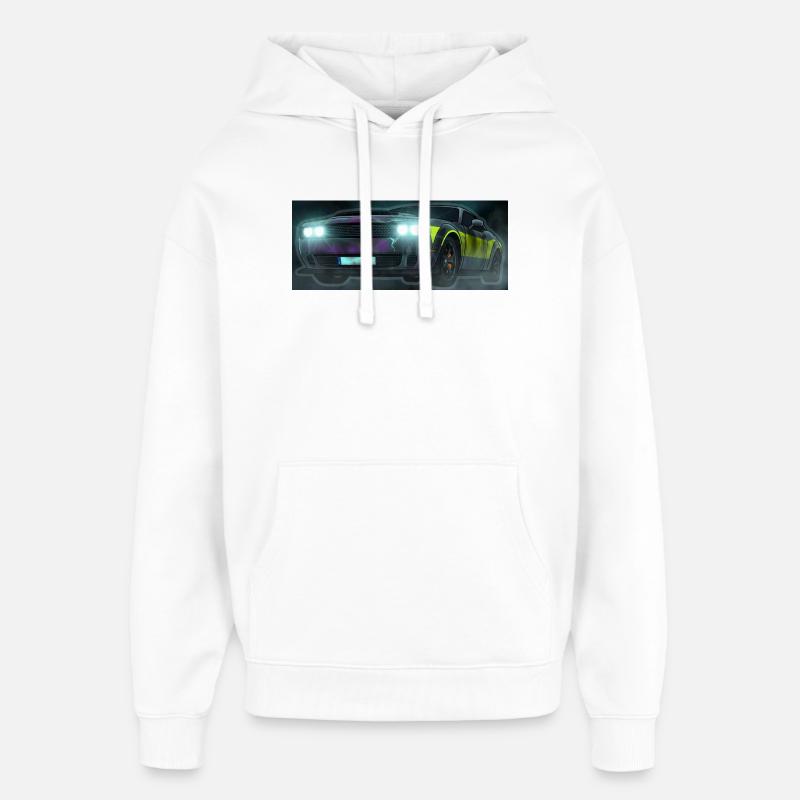 Flash Check Neon Stripe Car - Oversized Unisex Hoodie by Stanley/Stella - white