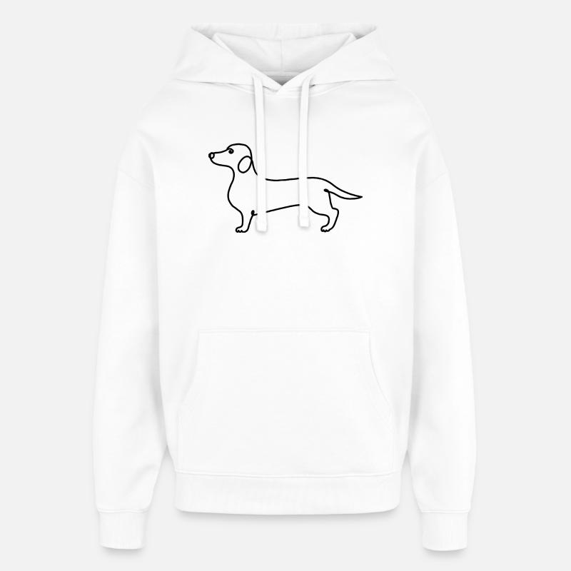Minimalisme Teckel Illustration Moderne - Sweat à capuche unisexe Stanley/Stella Oversized - blanc