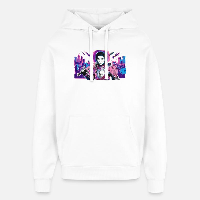 Chevalier néon avec bouclier de cœur - Sweat à capuche unisexe Stanley/Stella Oversized - blanc