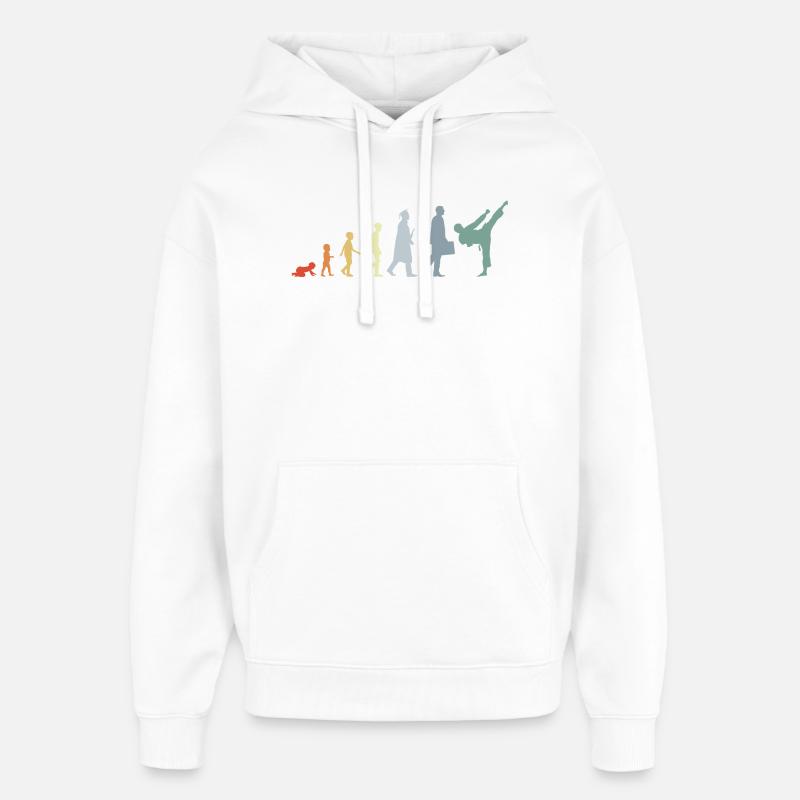 Retro Karateka Evolution - Oversized Unisex Hoodie by Stanley/Stella - white