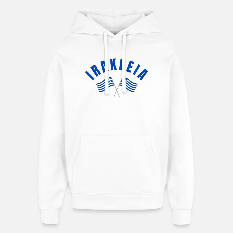 Emblème des drapeaux grecs de l’Irakleia - Sweat à capuche unisexe Stanley/Stella Oversized - blanc