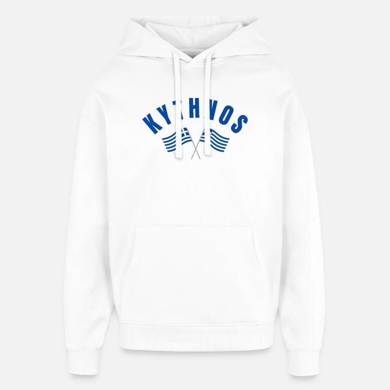 Drapeaux grecs de Kythnos - Sweat à capuche unisexe Stanley/Stella Oversized - blanc