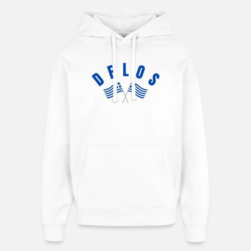 Drapeaux grecs de Delos Traversé - Sweat à capuche unisexe Stanley/Stella Oversized - blanc