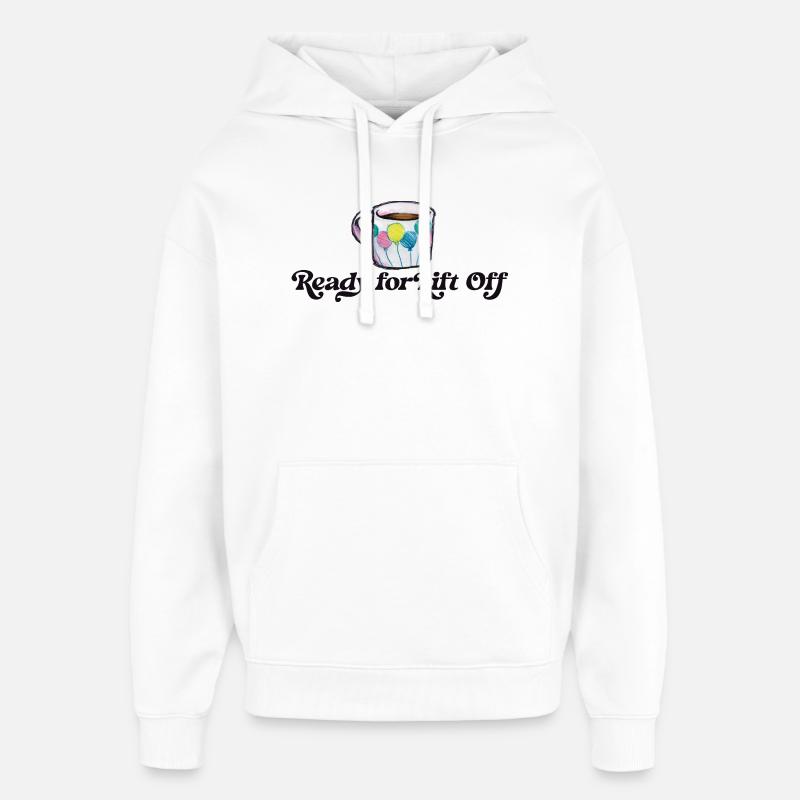 Décollage de la tasse en ballon - Sweat à capuche unisexe Stanley/Stella Oversized - blanc