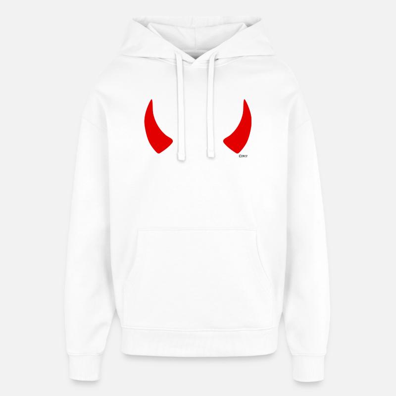 cornes rouges - Sweat à capuche unisexe Stanley/Stella Oversized - blanc