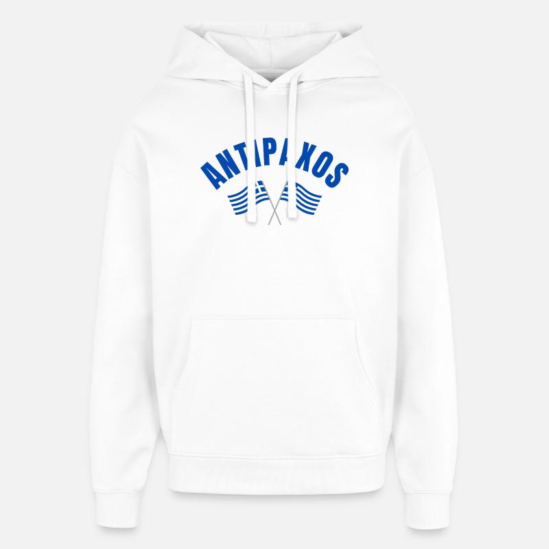 Drapeaux grecs Antipaxos - Sweat à capuche unisexe Stanley/Stella Oversized - blanc