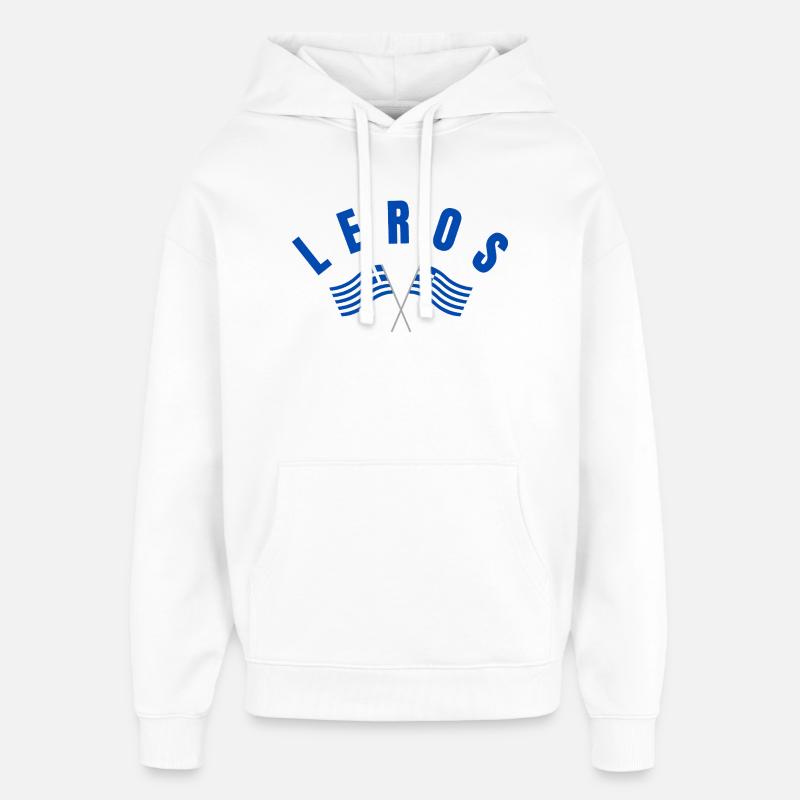 Drapeaux grecs de Leros - Sweat à capuche unisexe Stanley/Stella Oversized - blanc