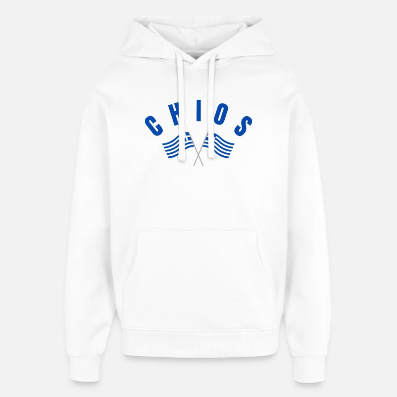 Chios Croisé des drapeaux grecs - Sweat à capuche unisexe Stanley/Stella Oversized - blanc