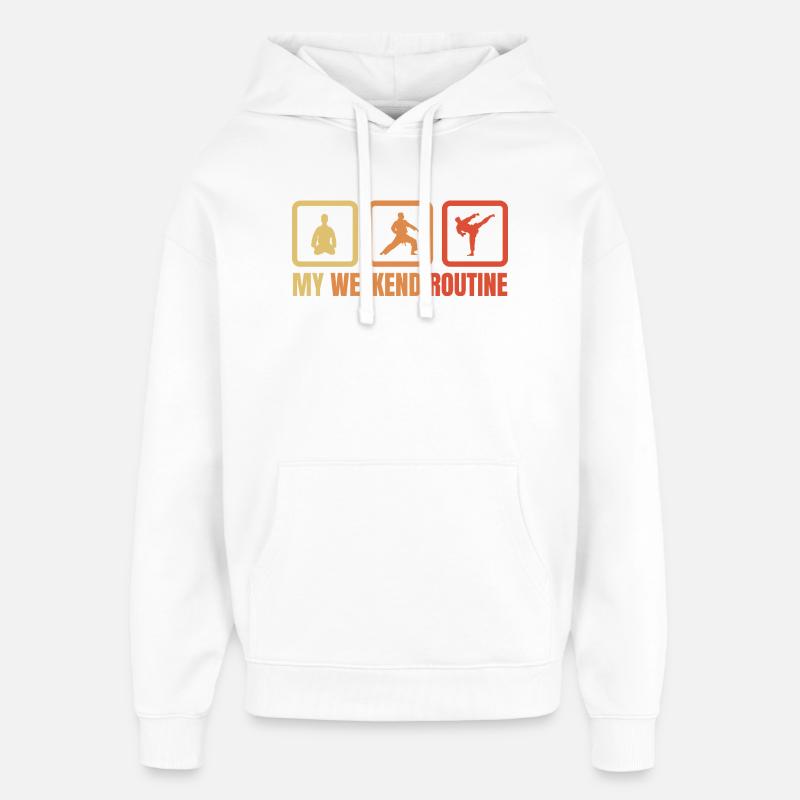 Routine du week-end de karateka - Sweat à capuche unisexe Stanley/Stella Oversized - blanc