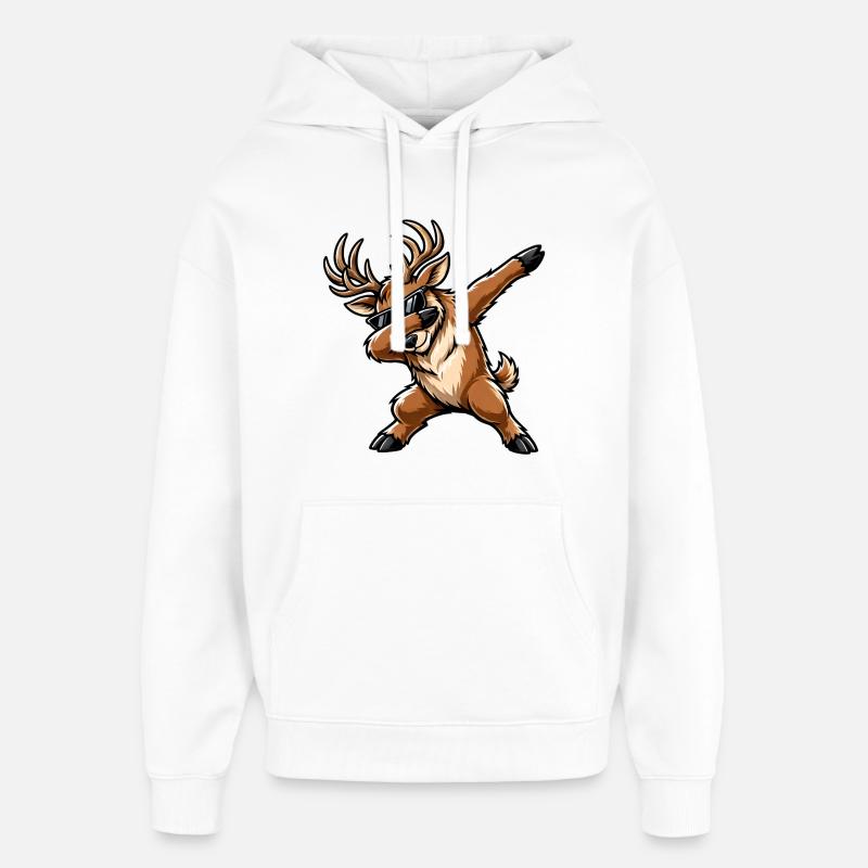 Dabbing Deer - Oversized Unisex Hoodie by Stanley/Stella - white