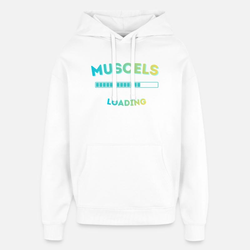Muscle Loading Bar Graph - Oversized Unisex Hoodie by Stanley/Stella - white