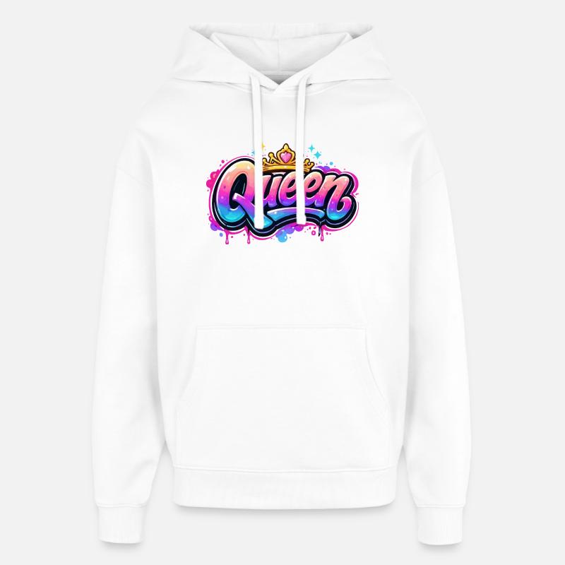 Queen Graffiti Crown Design - Sweat à capuche unisexe Stanley/Stella Oversized - blanc