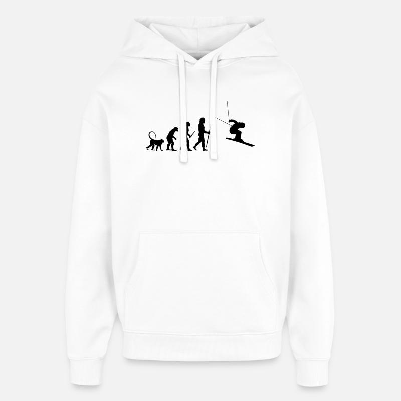 Évolution du skieur - Sweat à capuche unisexe Stanley/Stella Oversized - blanc