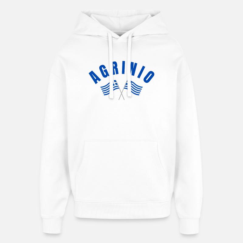 Agrinio en arc avec drapeaux grecs - Sweat à capuche unisexe Stanley/Stella Oversized - blanc