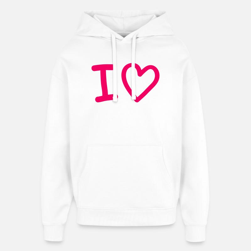 i_love- - Sweat à capuche unisexe Stanley/Stella Oversized - blanc
