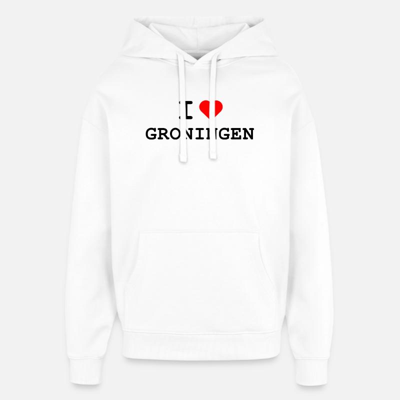 Ich liebe Groningen - J’aime Groningue - Sweat à capuche unisexe Stanley/Stella Oversized - blanc