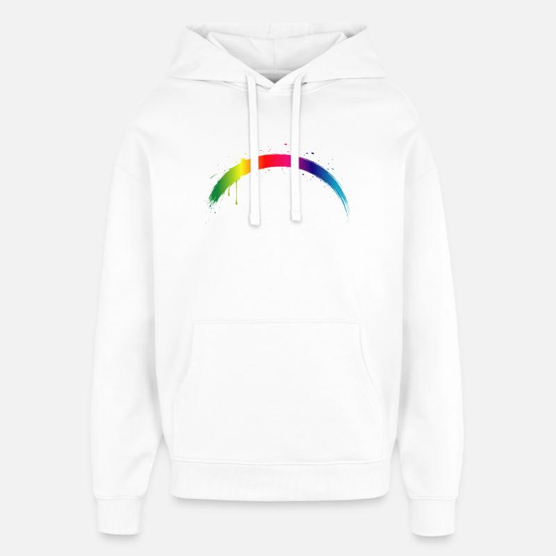 Rainbow Arc Gradient Splash Art - Oversized Unisex Hoodie by Stanley/Stella - white