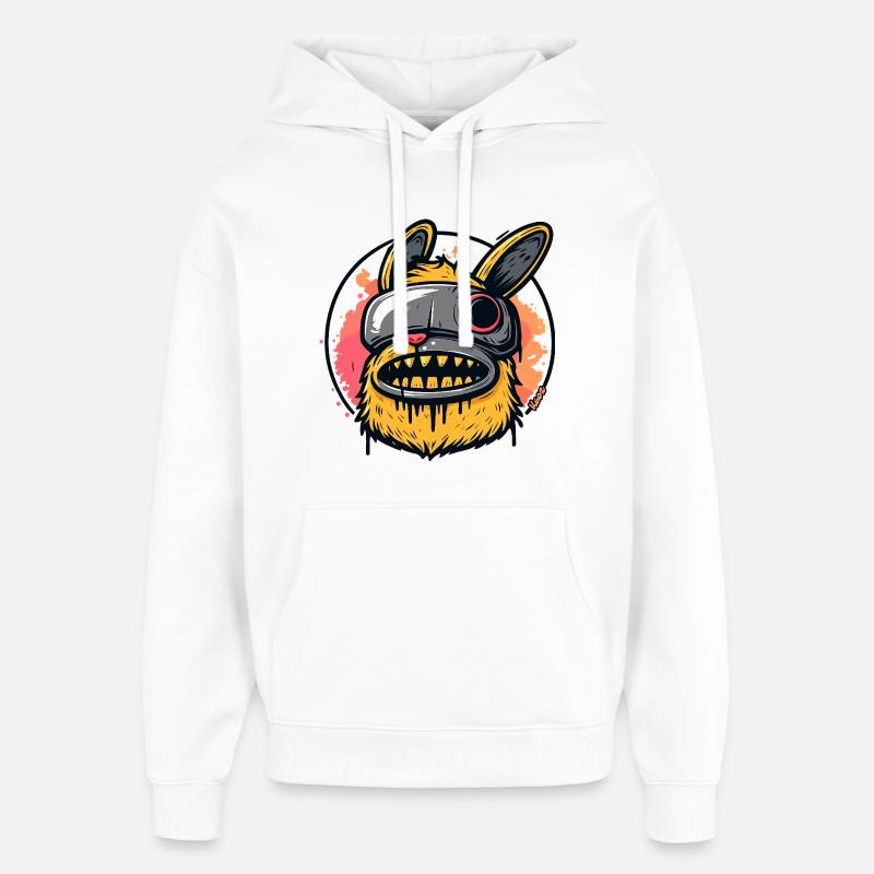 Monstre Lapin Masqué Néon - Sweat à capuche unisexe Stanley/Stella Oversized - blanc