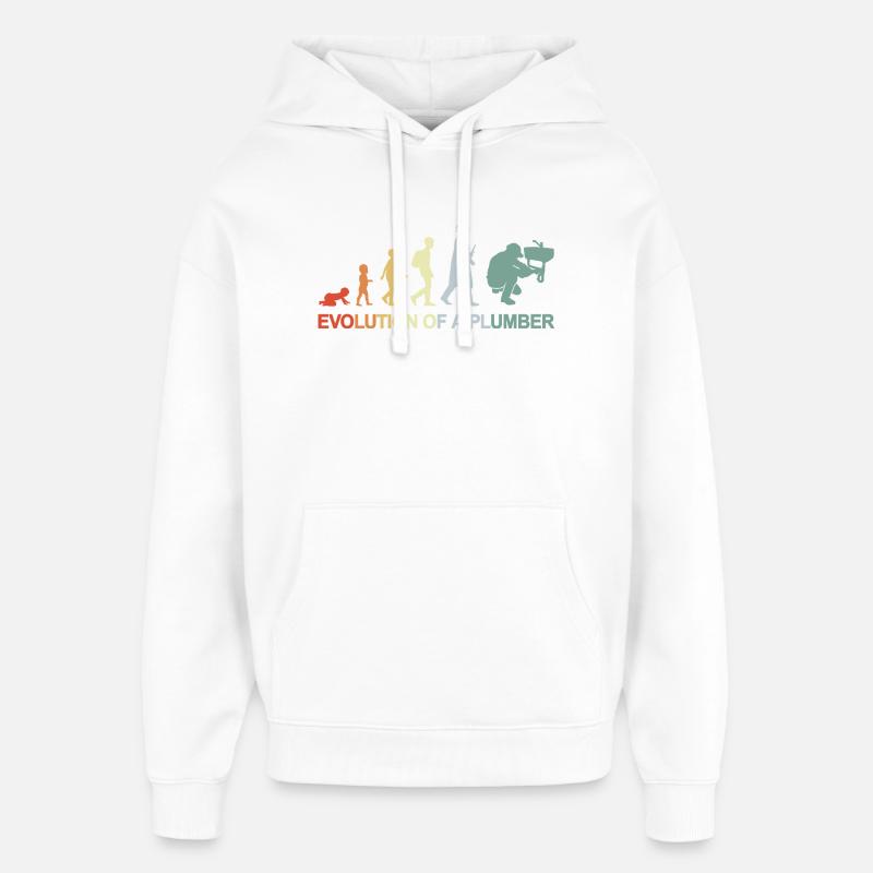 Évolution du plombier - Sweat à capuche unisexe Stanley/Stella Oversized - blanc