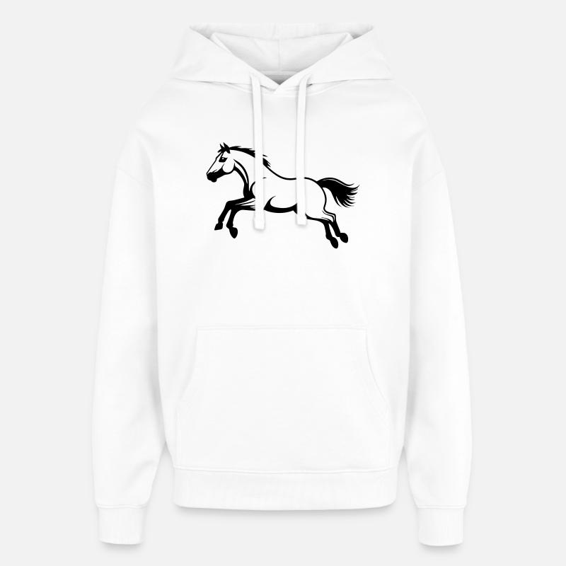 Saut d’obstacles à cheval - Sweat à capuche unisexe Stanley/Stella Oversized - blanc