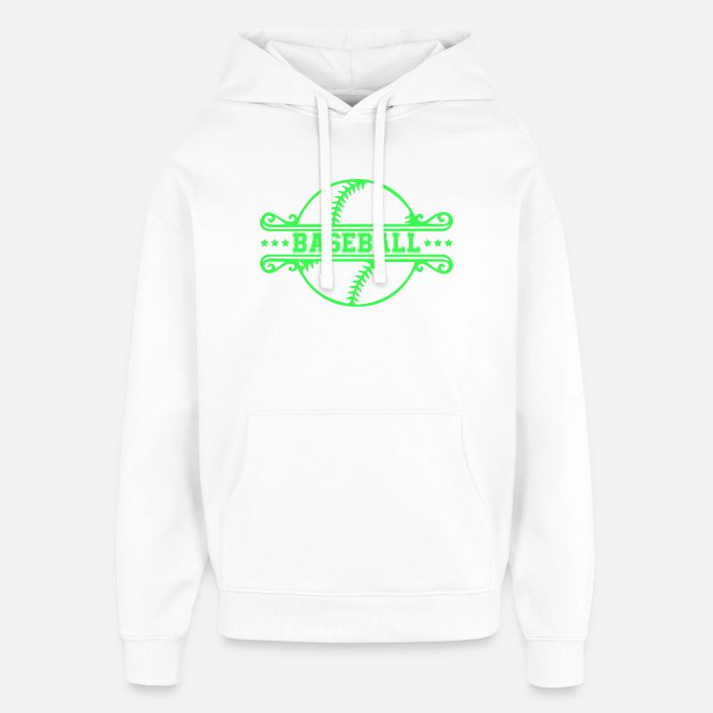 Emblème de baseball néon rétro - Sweat à capuche unisexe Stanley/Stella Oversized - blanc